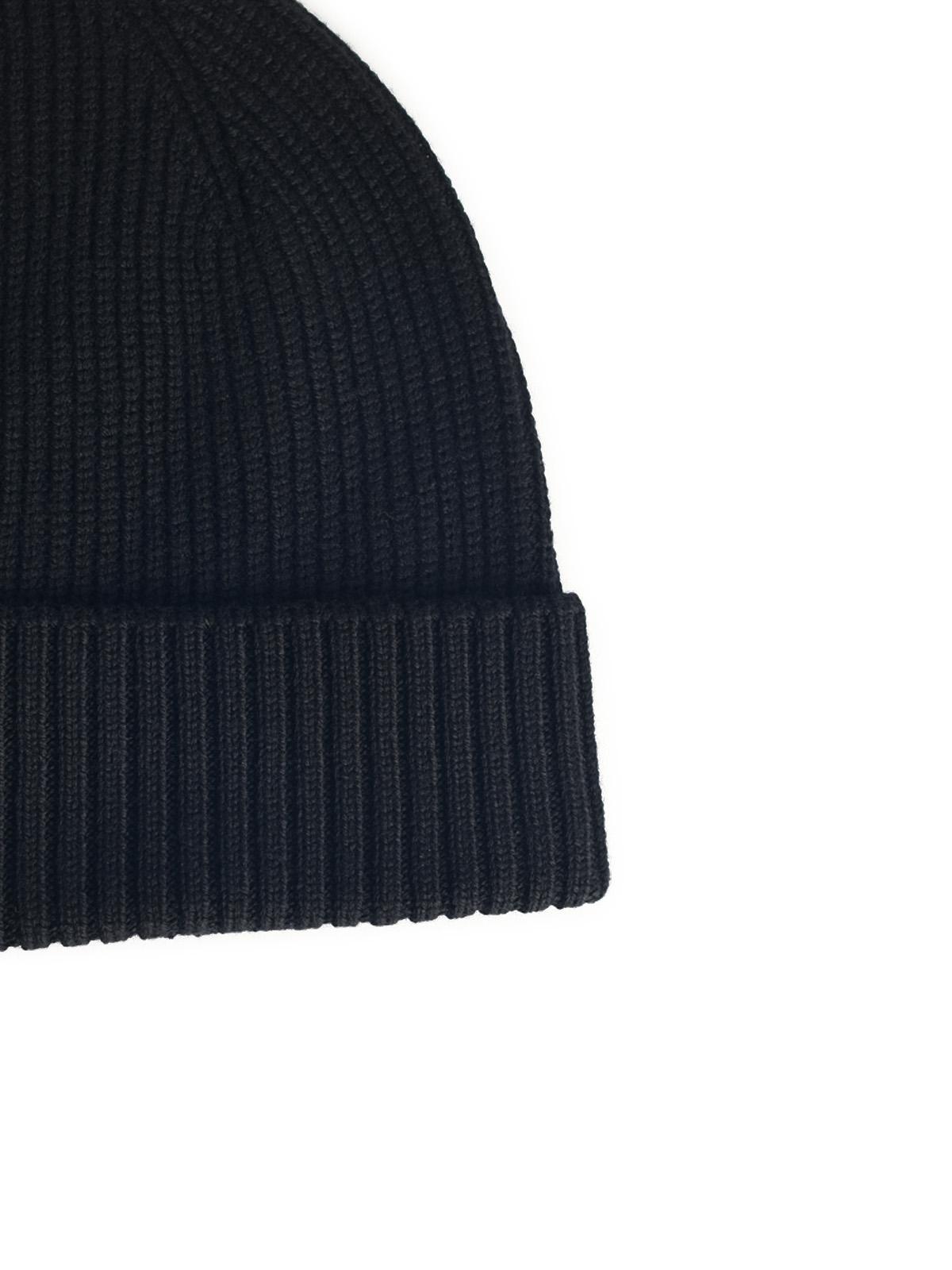 Sieben Gauge schwarze Woll Mütze