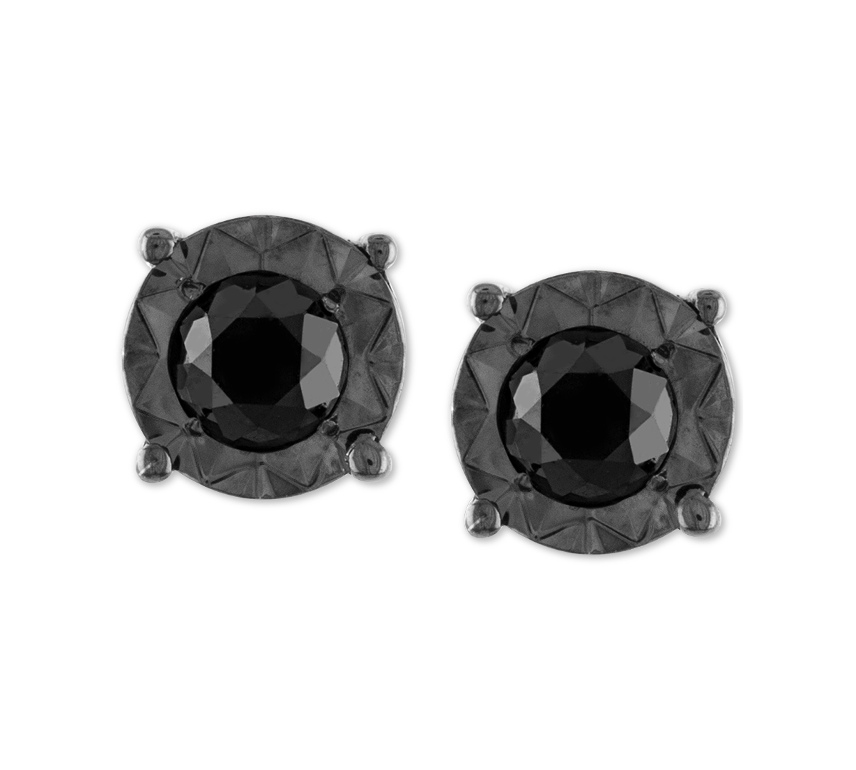 Black Diamond (1/2 ct. t.w.) Stud Earrings in Sterling Silver - White Gold