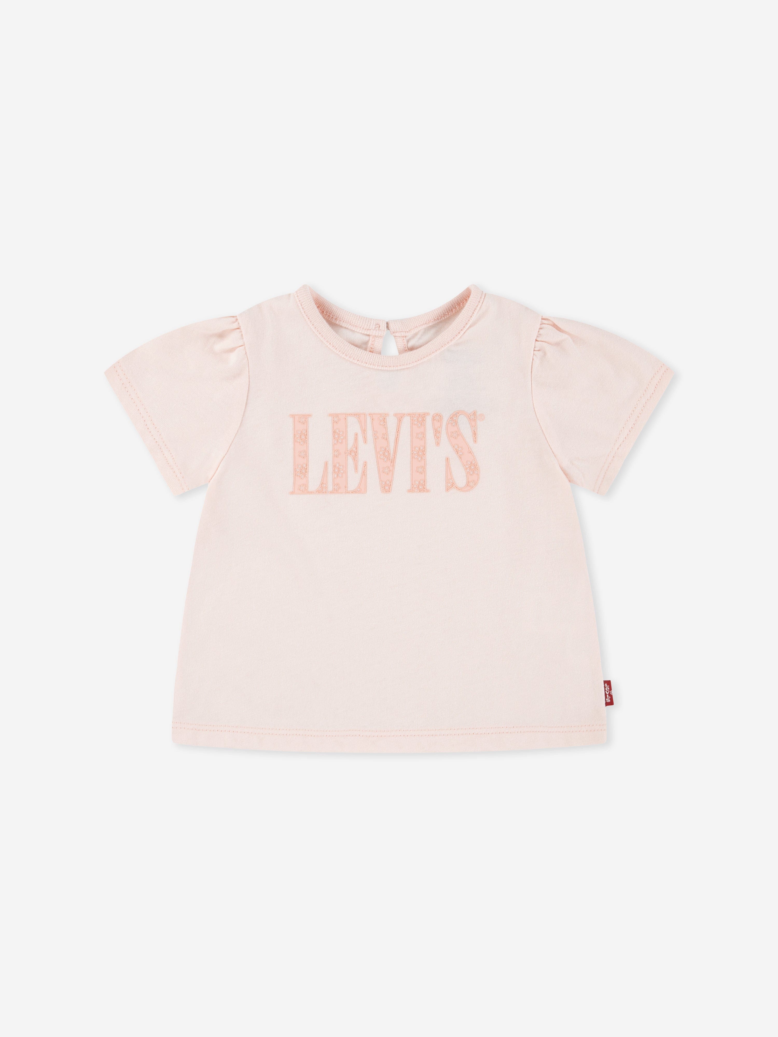 Levi's Kids Wear Baby Girls Smocked Sleeve T-Shirt in Pink 12 Mths