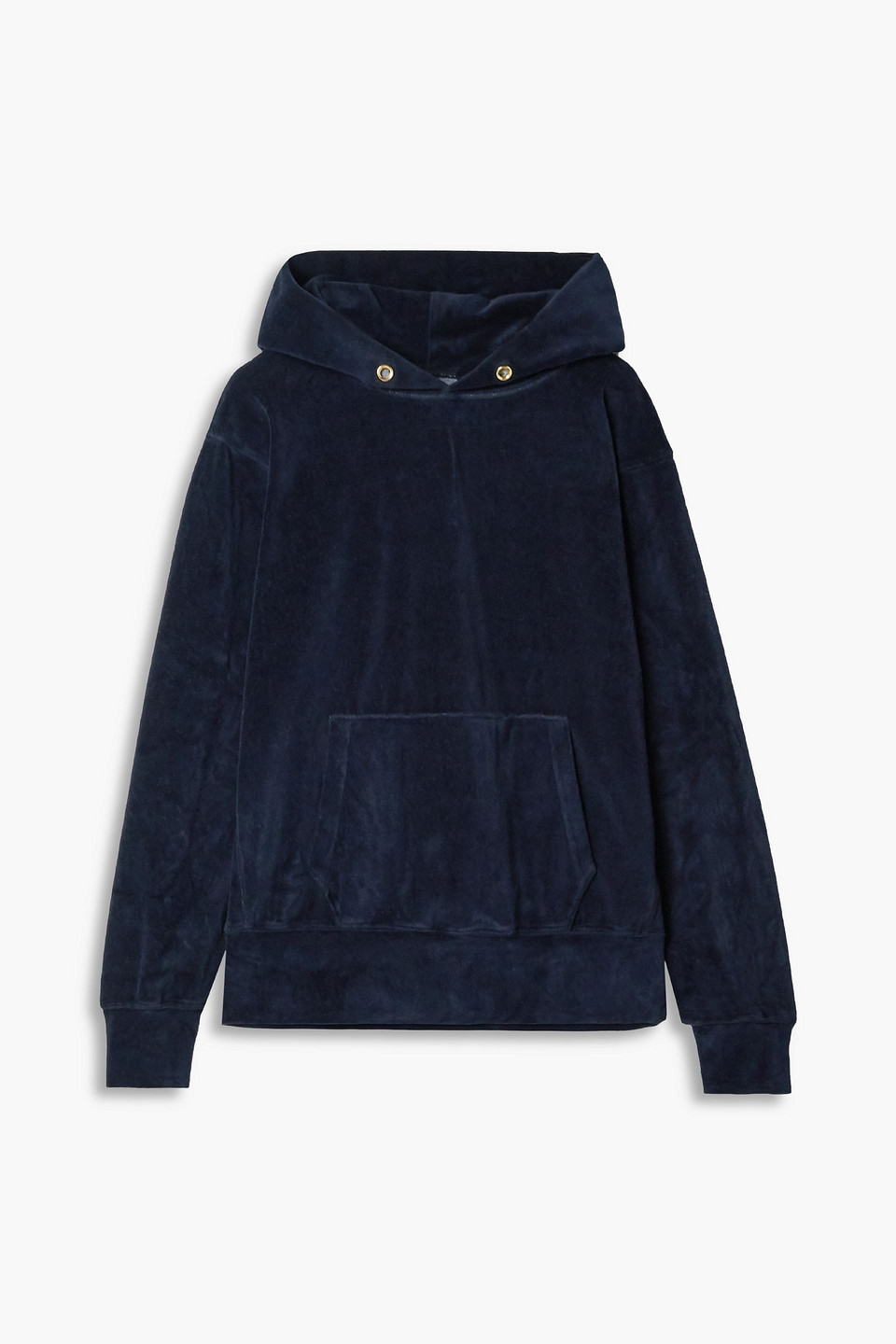 Cotton-blend velour hoodie - Blue - XS