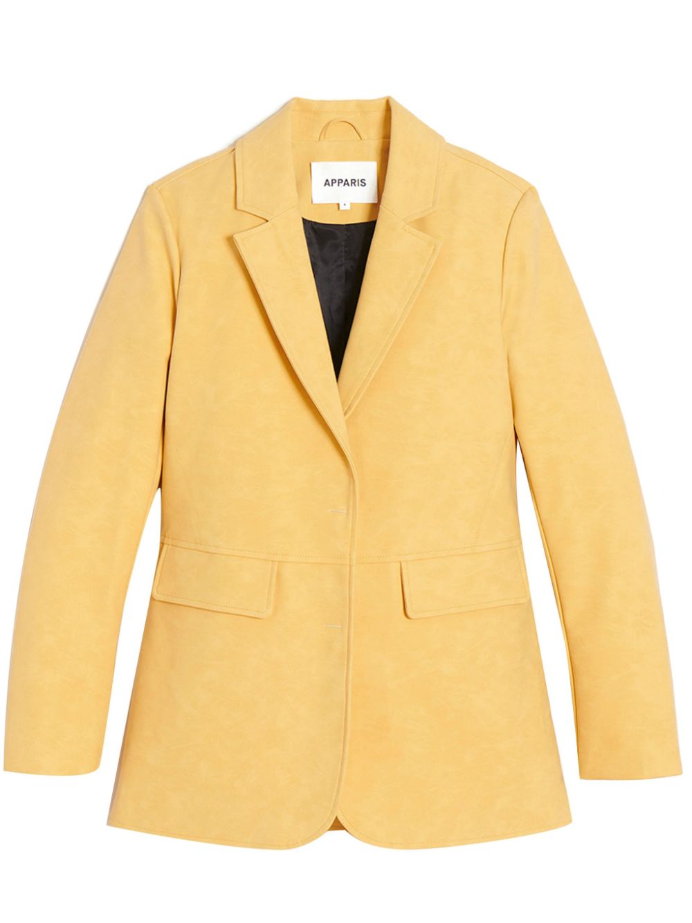 Single-breasted faux-leather blazer - Yellow