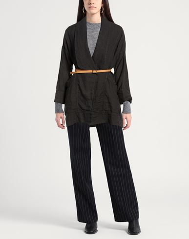 Woman Overcoat & Trench Coat Charcoal Size 6 Linen