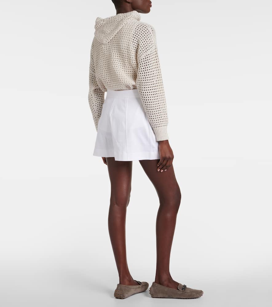 Pleated cotton shorts