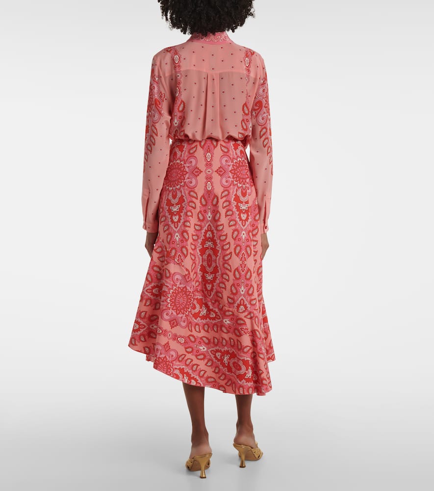 Paisley asymmetric cotton midi skirt