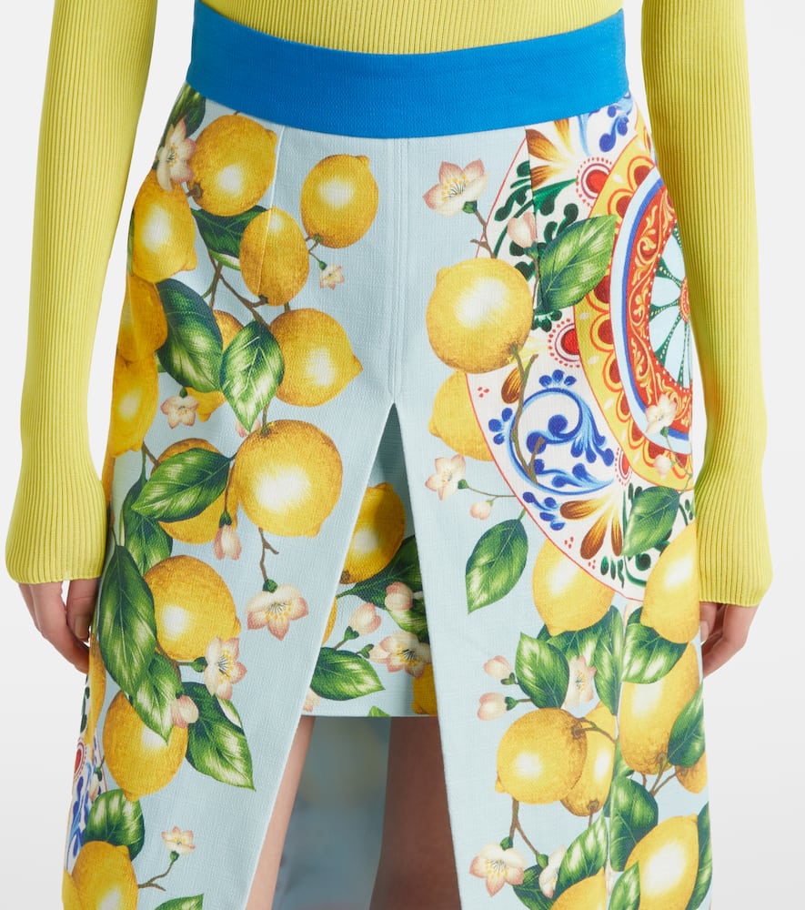 Layered printed cotton-blend midi skirt