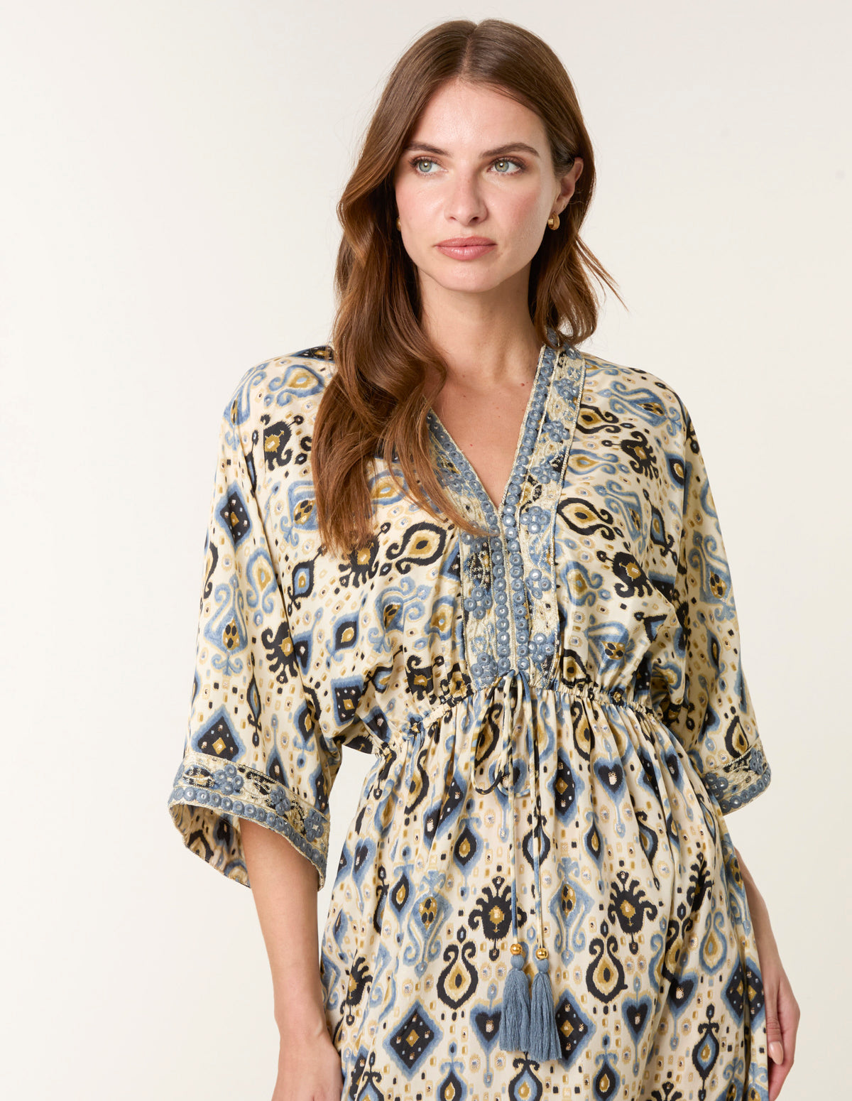 Blue Vanilla Womens Embellished Kimono Dress - Multicolour - Large