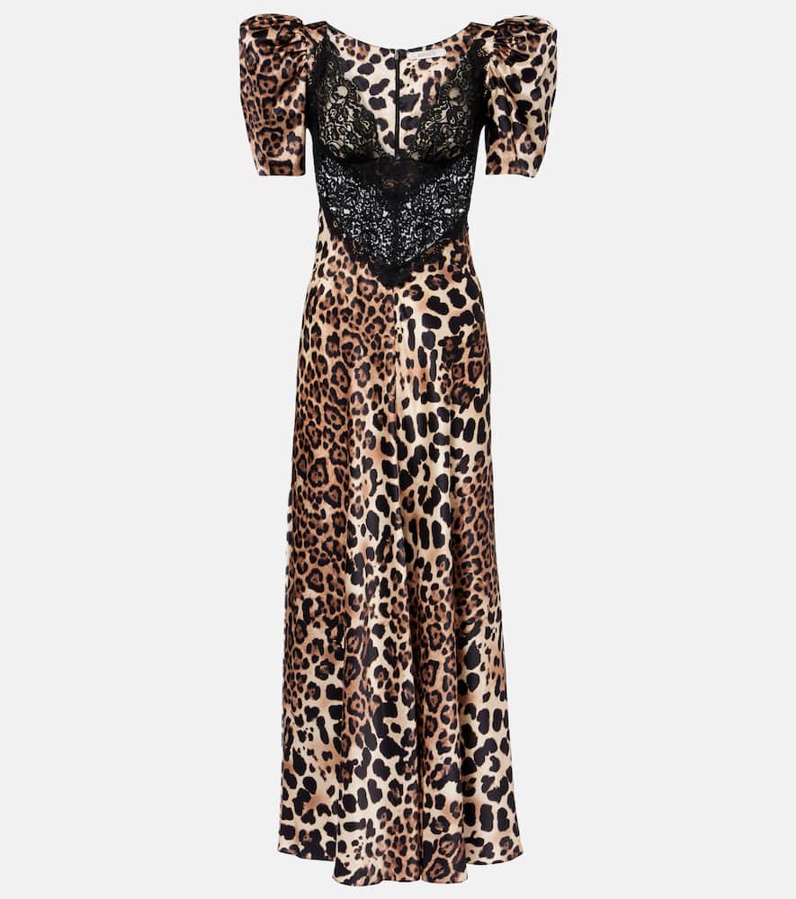 Leopard-print silk satin maxi dress