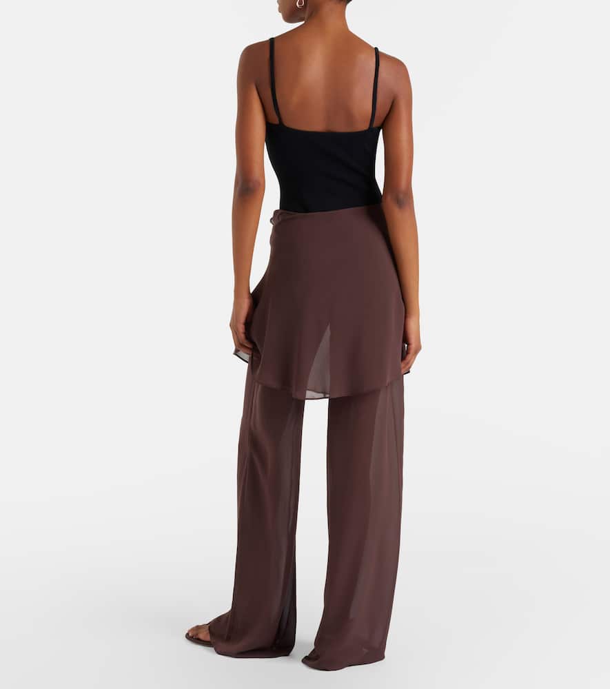Sheer silk wide-leg pants