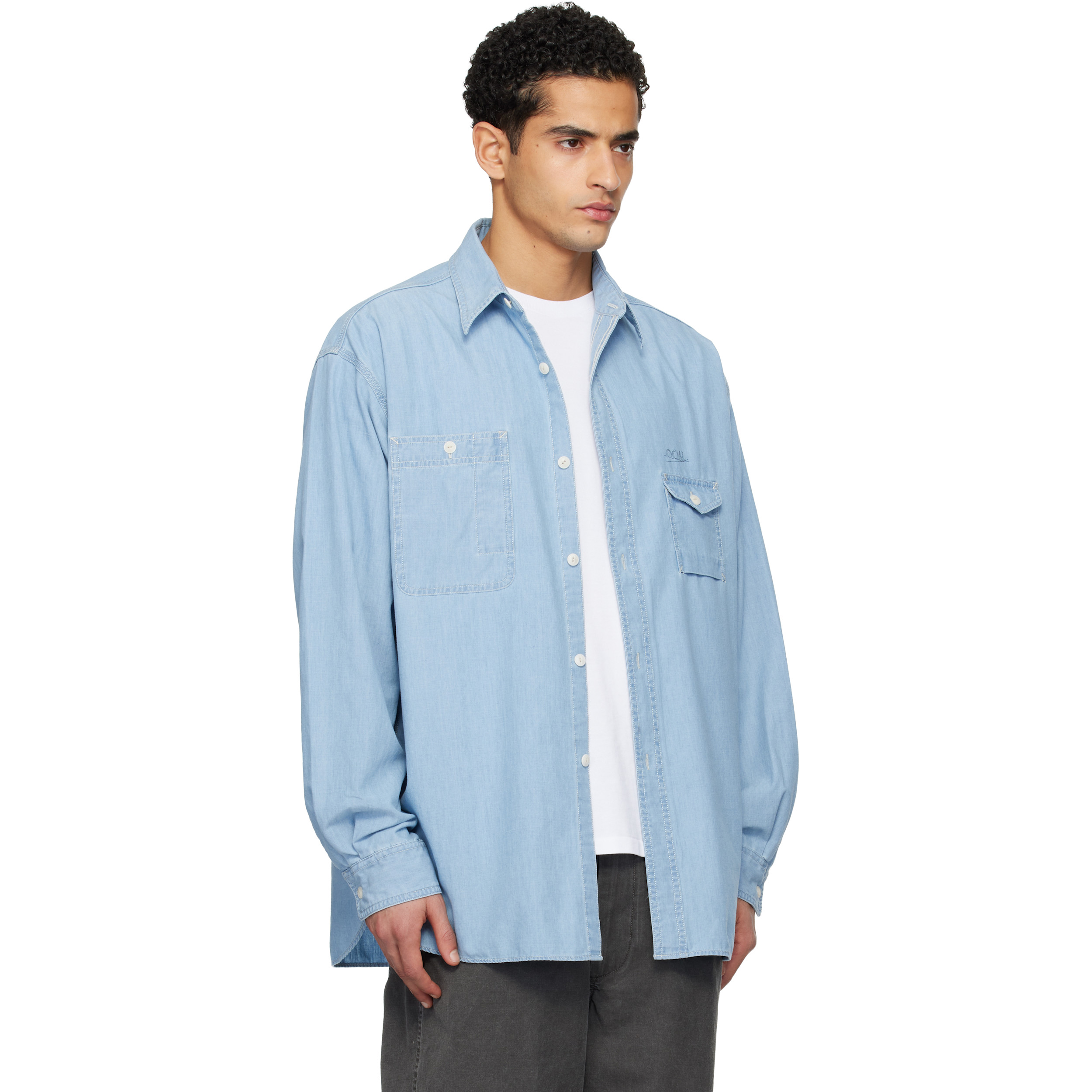 Blue OOAL Regular Collar Chambray Shirt