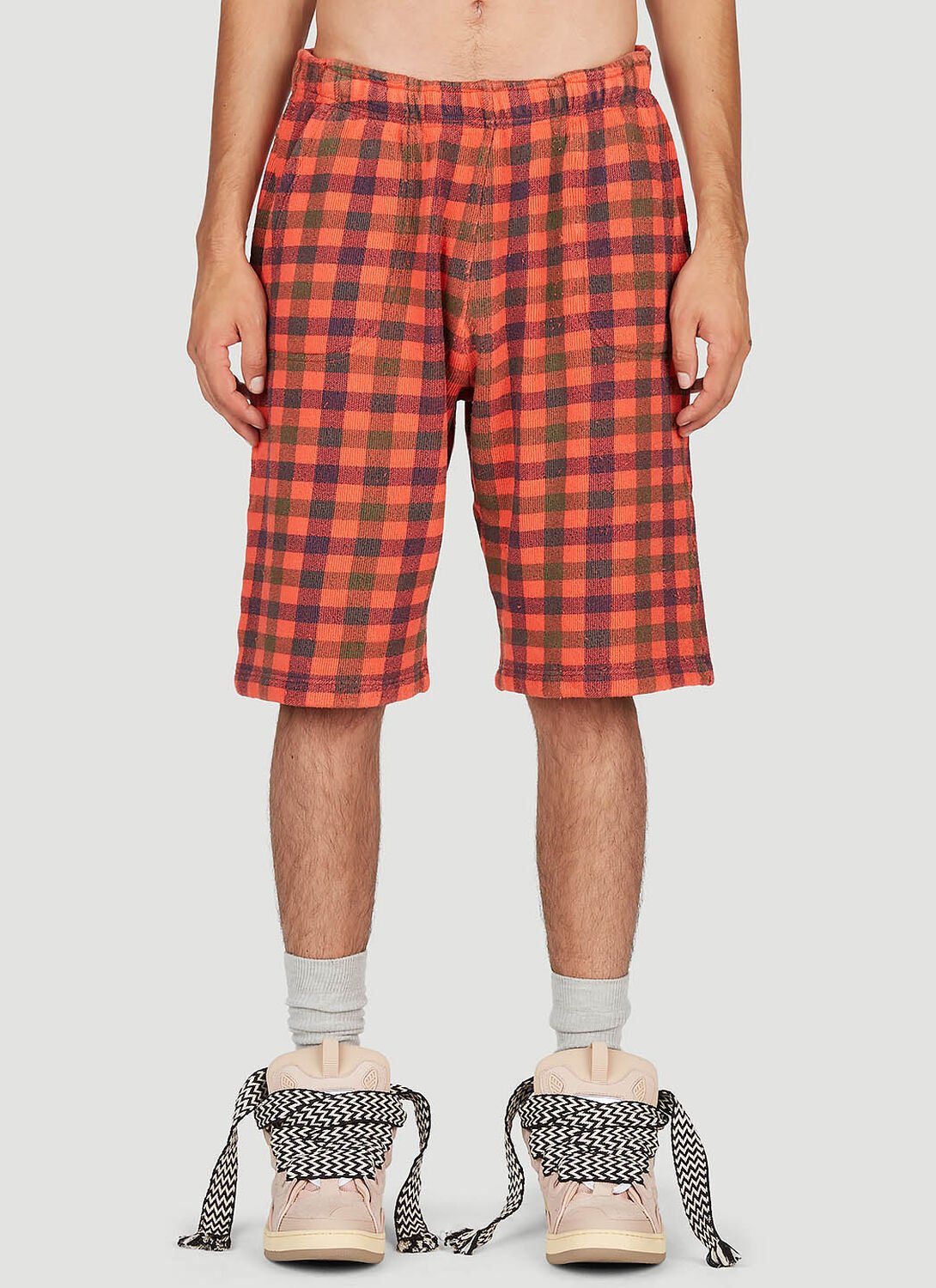 Check Print Fleece-jersey Bermuda Shorts