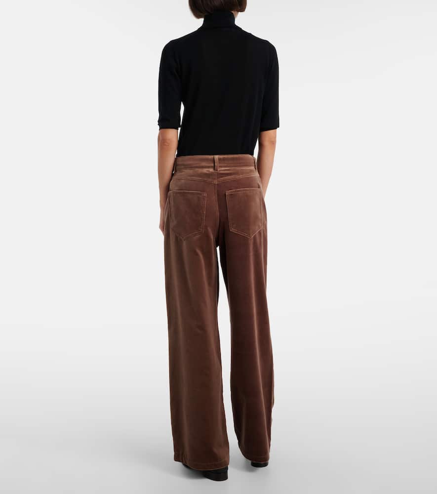 High-rise cotton velvet wide-leg pants