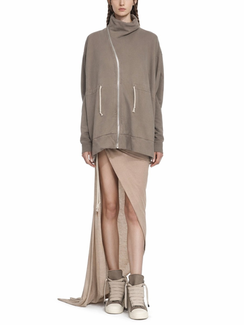 Beige Solid Maxi Skirt
