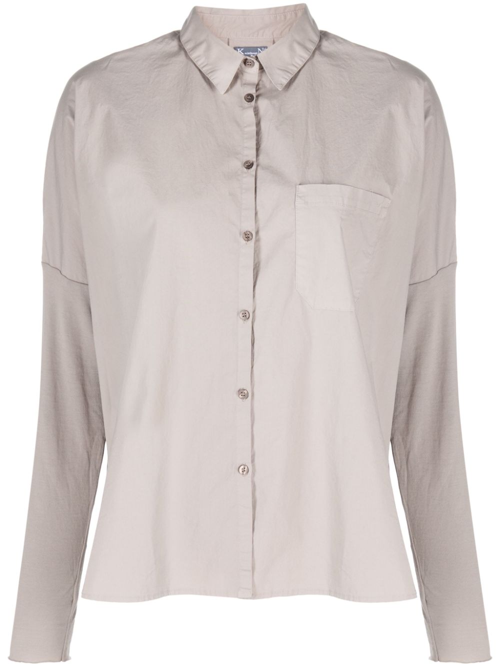 Long-sleeve stretch-cotton shirt - Grey