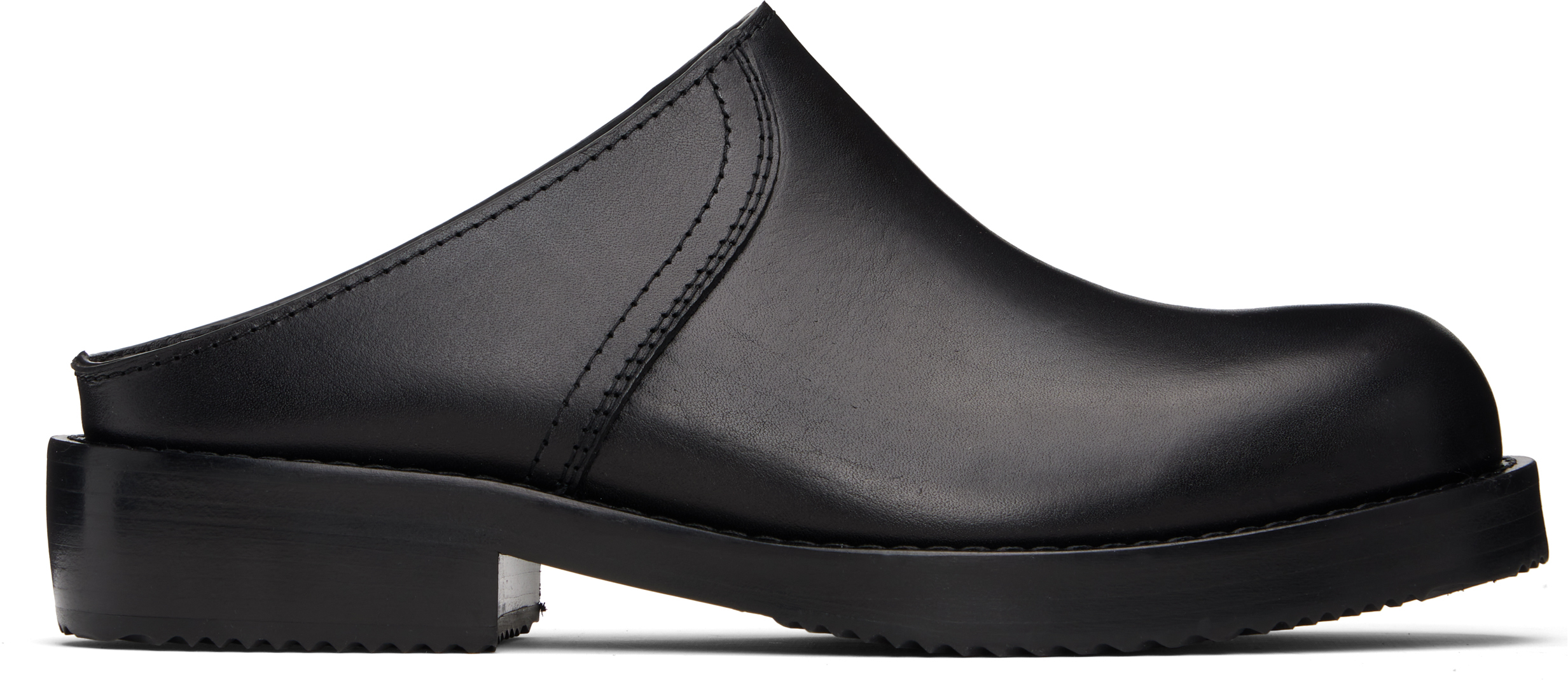 Black Leather Clogs