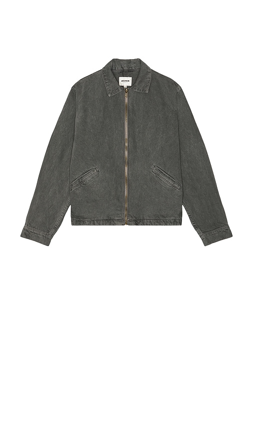 Asher Zed Zip Cotton Twill Jacket in Charcoal. M. Also in