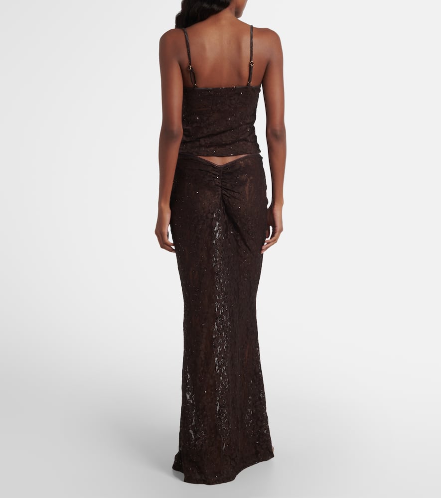 Daisy floral lace maxi skirt