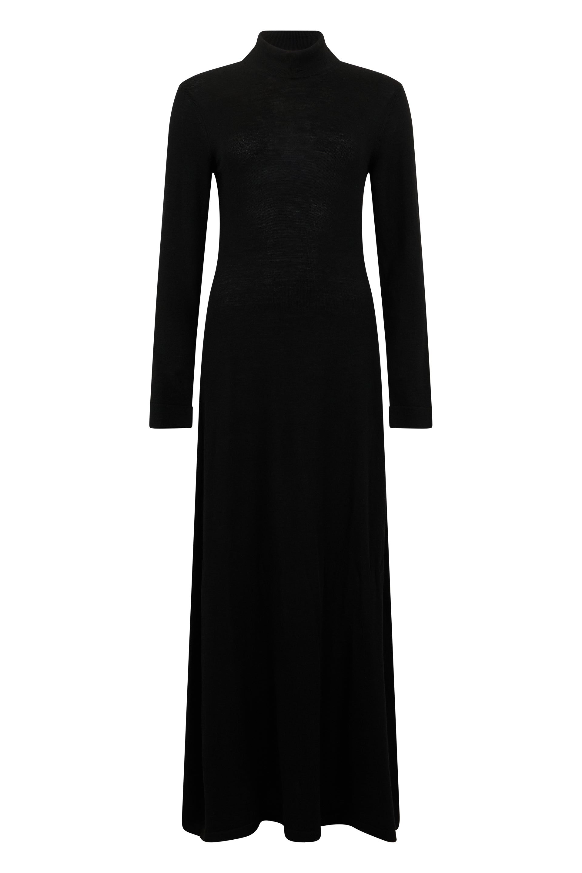 Elegant Long Dress with High Collar