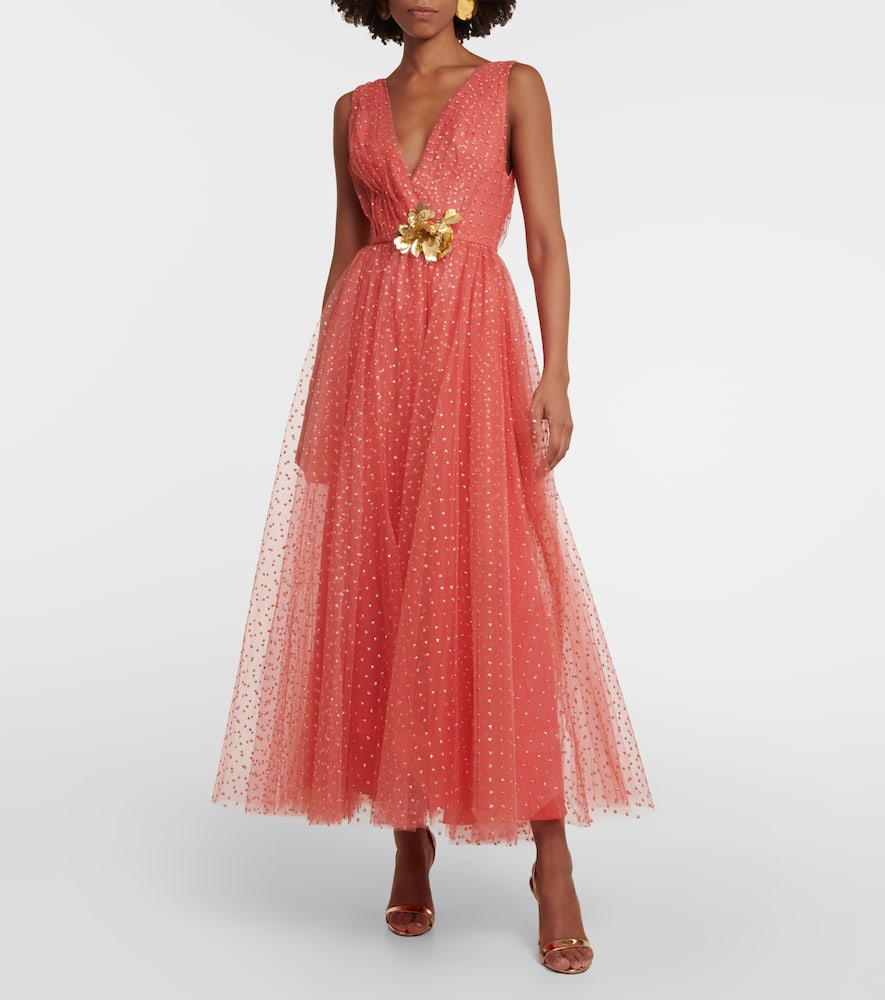 Monique Lhuillier Embellished tulle maxi gown