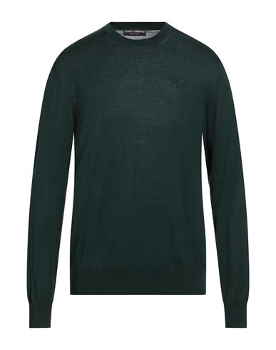 Man Sweater Dark green Size 36 Cotton