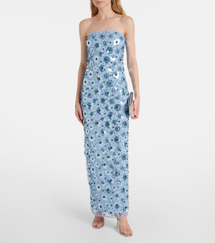rotate beaded strapless maxi dress ROTATE Beaded Strapless Maxi Dress Brown by ROTATE Birger Christensen