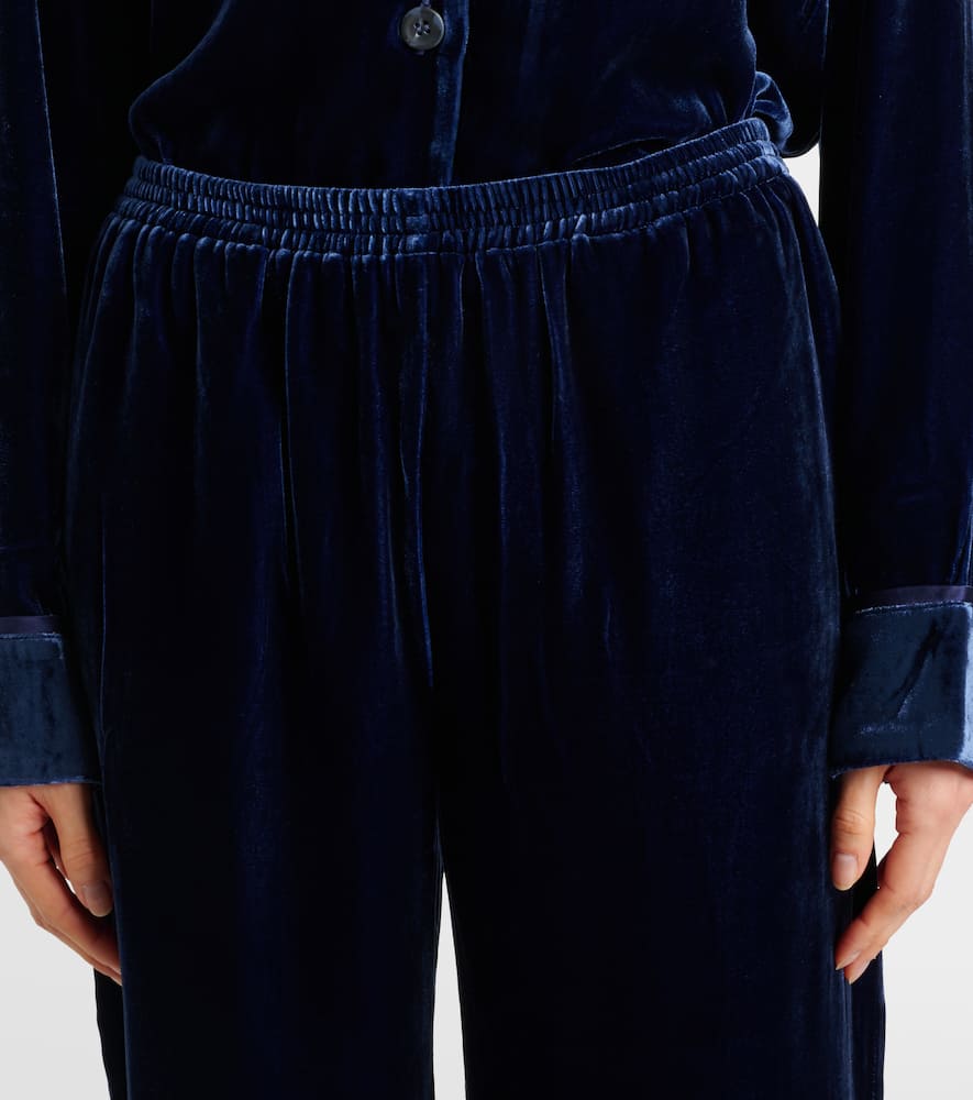 Brescia mid-rise velvet wide-leg pants