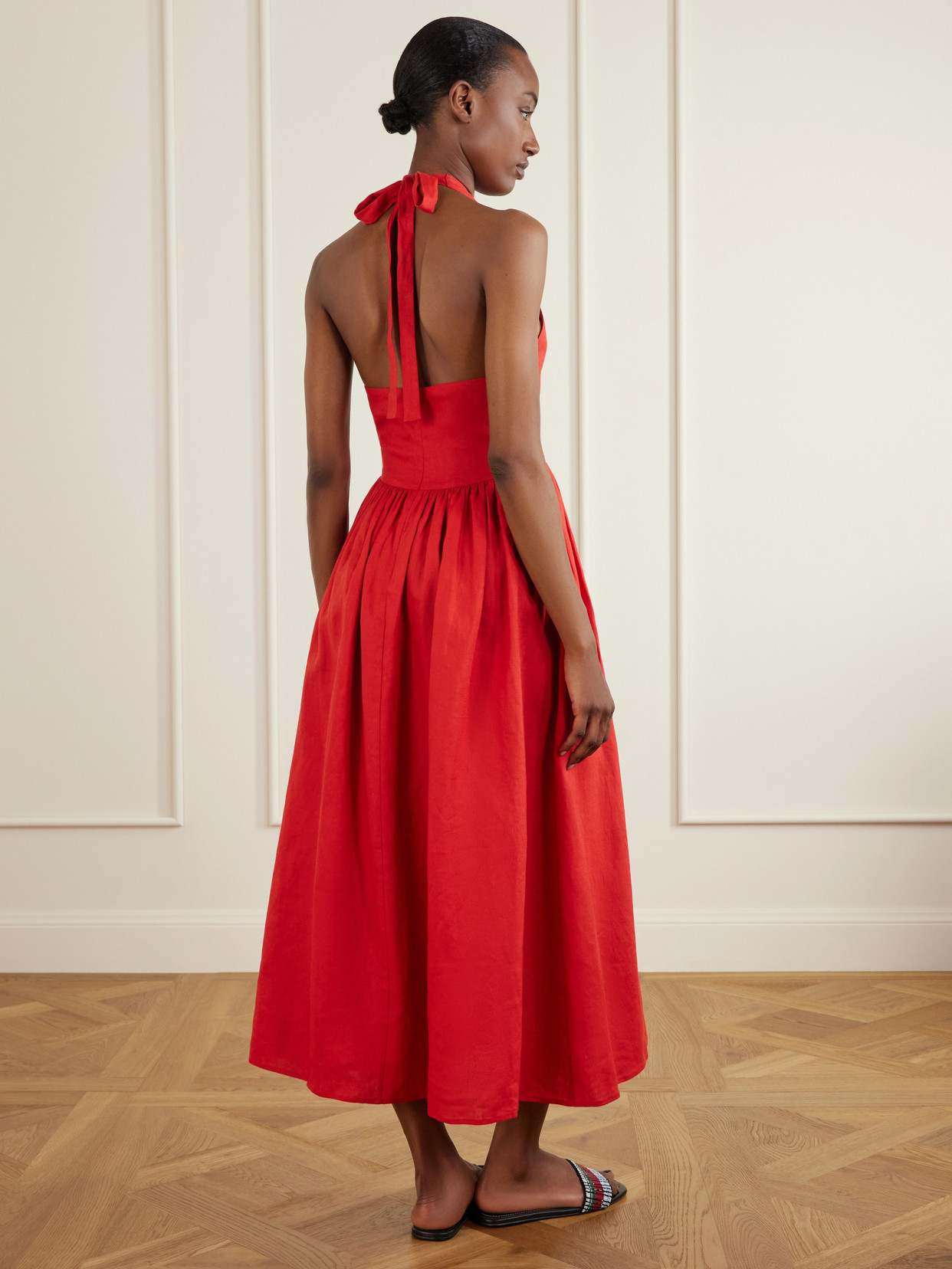Grazia Gathered Linen Midi Dress - US00