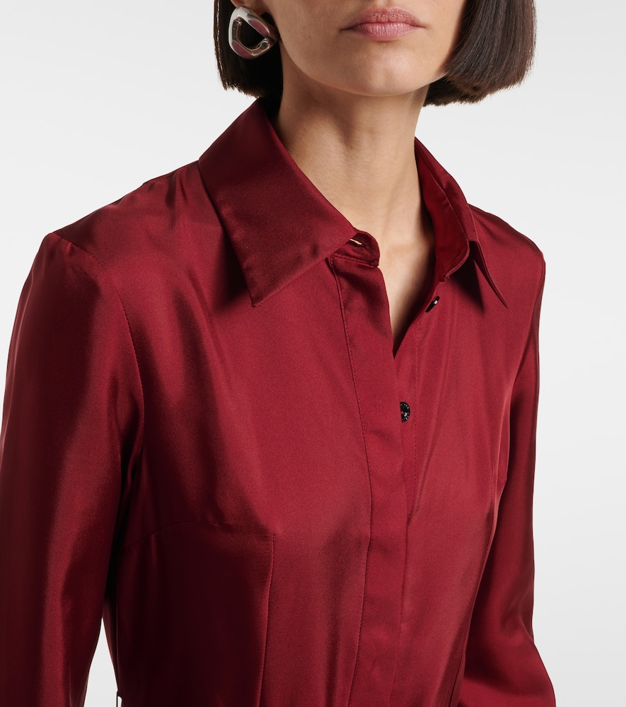 Riko belted silk twill shirt dress