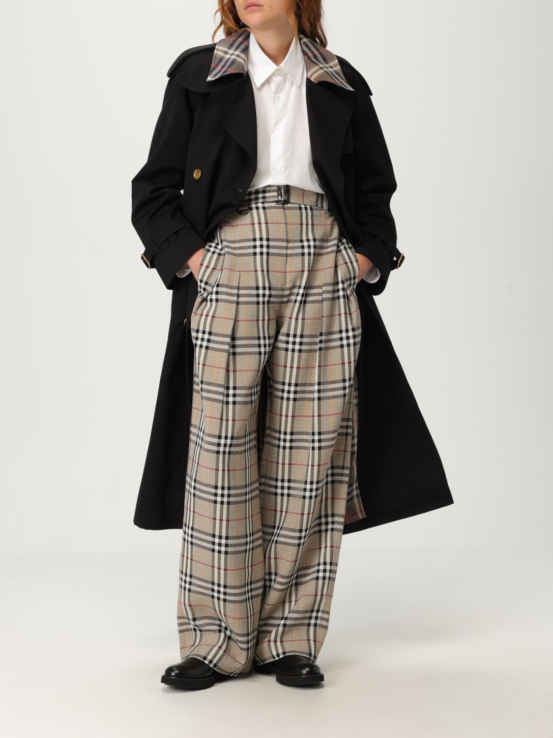 Checked belted trousers - Neutrals