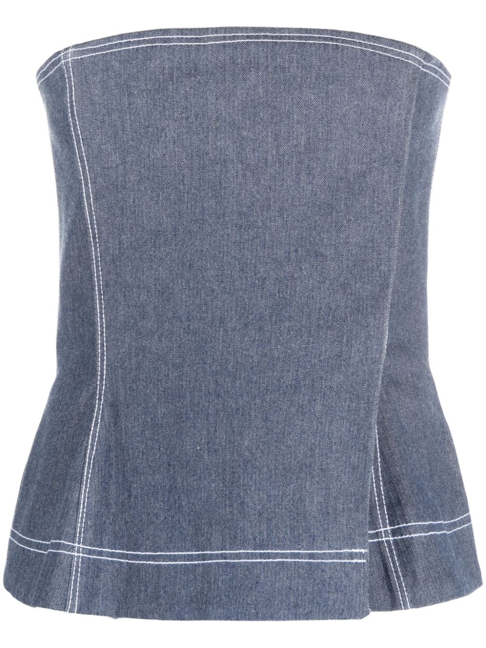 Contrasting-stitch bustier top - Blue