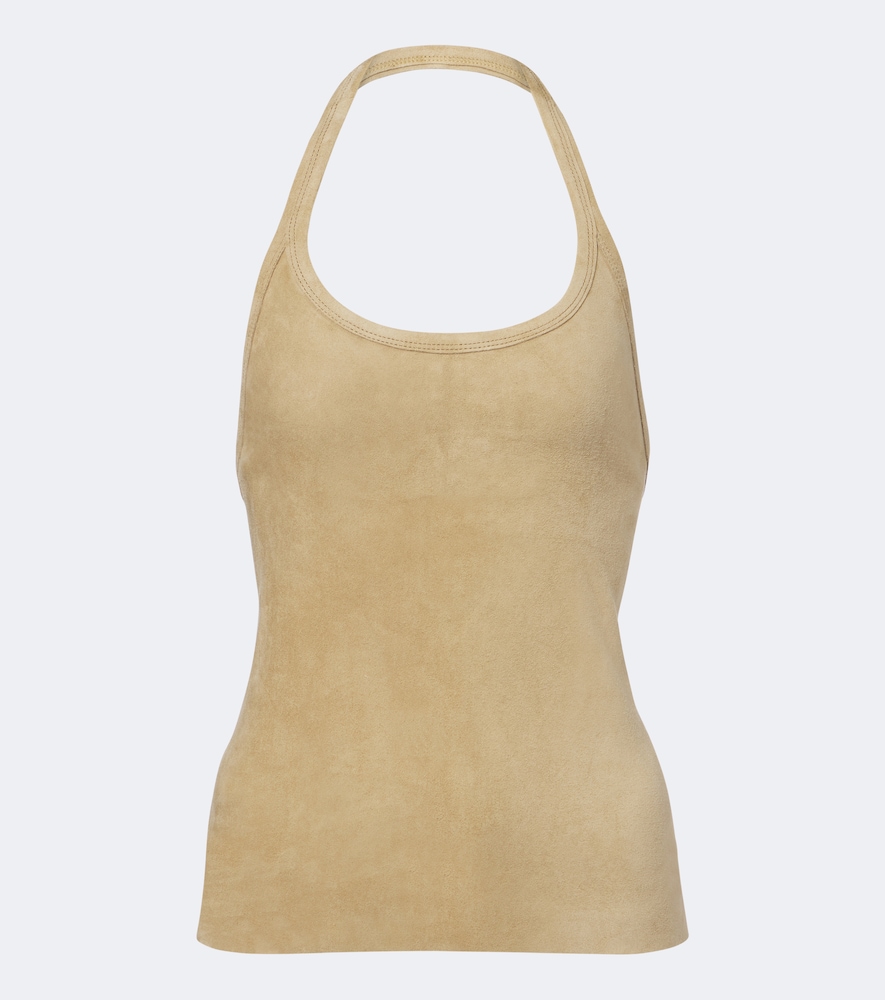 Cherry halterneck suede top