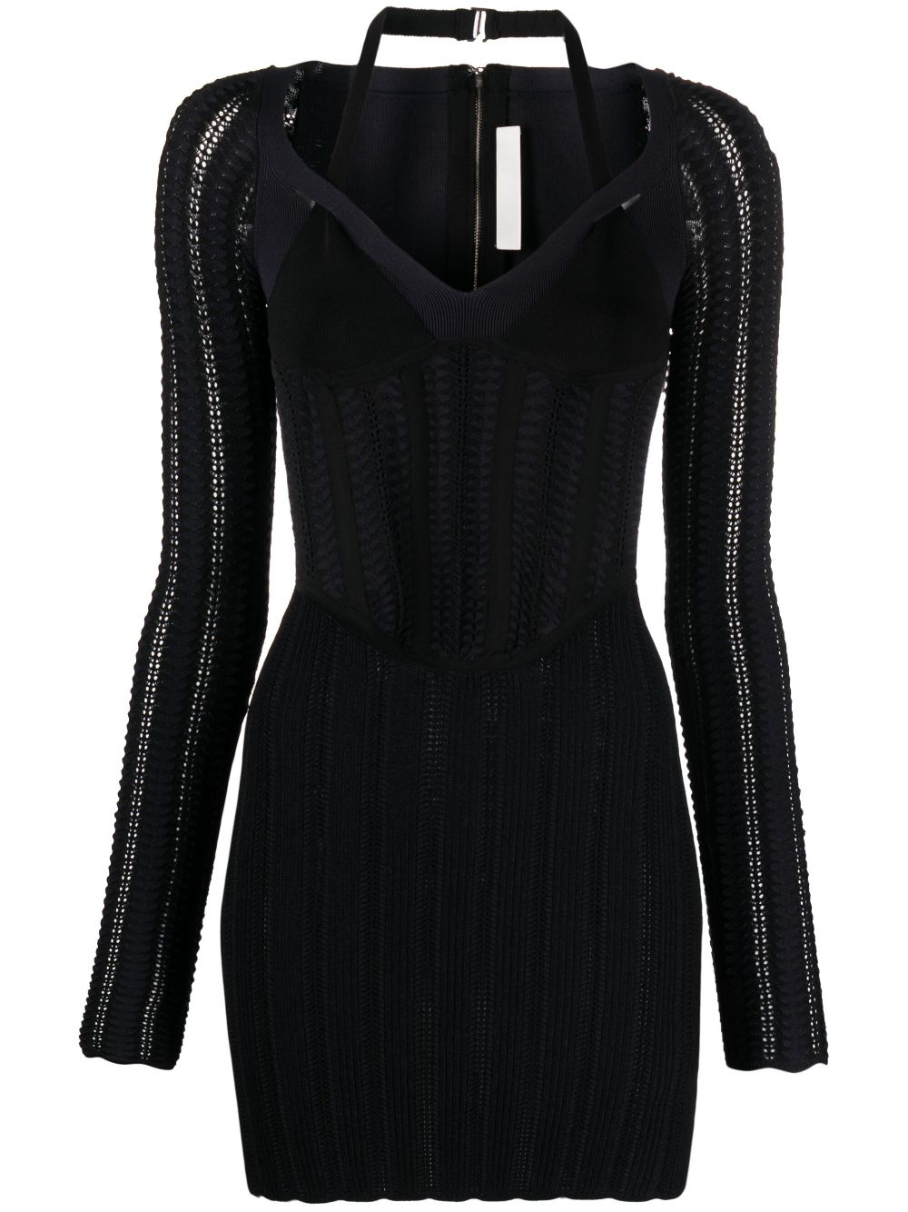 Open-knit corset minidress - Black