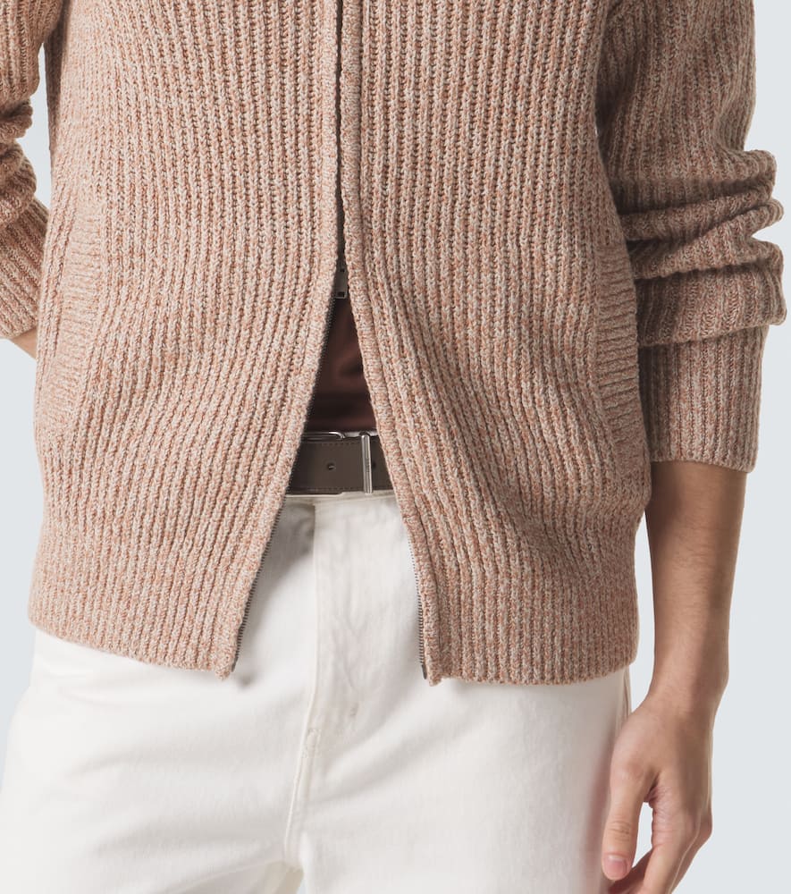 Cotton mouliné zip-up cardigan