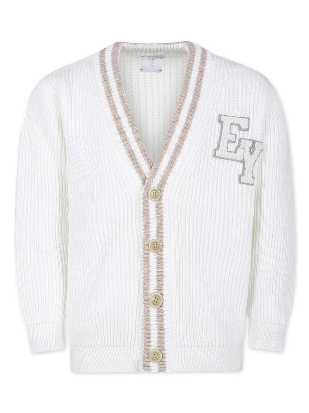 Logo-appliqué cotton-knit cardigan - White