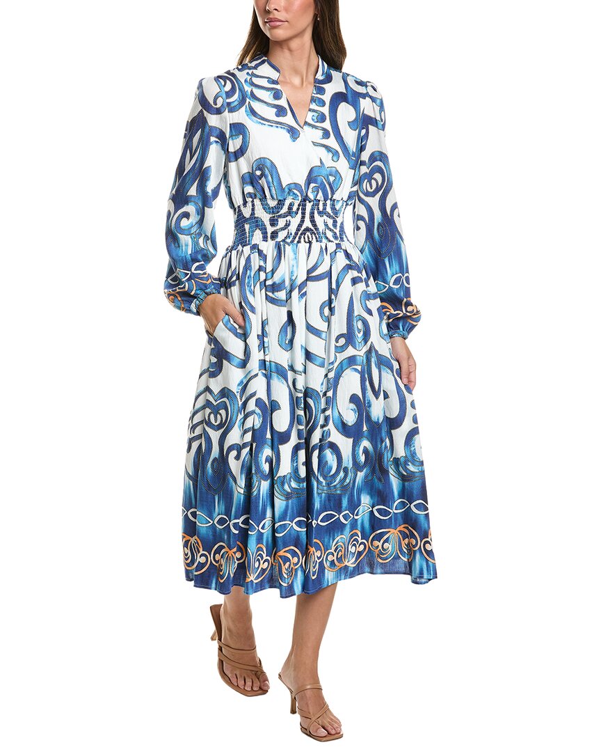 Floral Print Elastic Waist V-Neck Dress