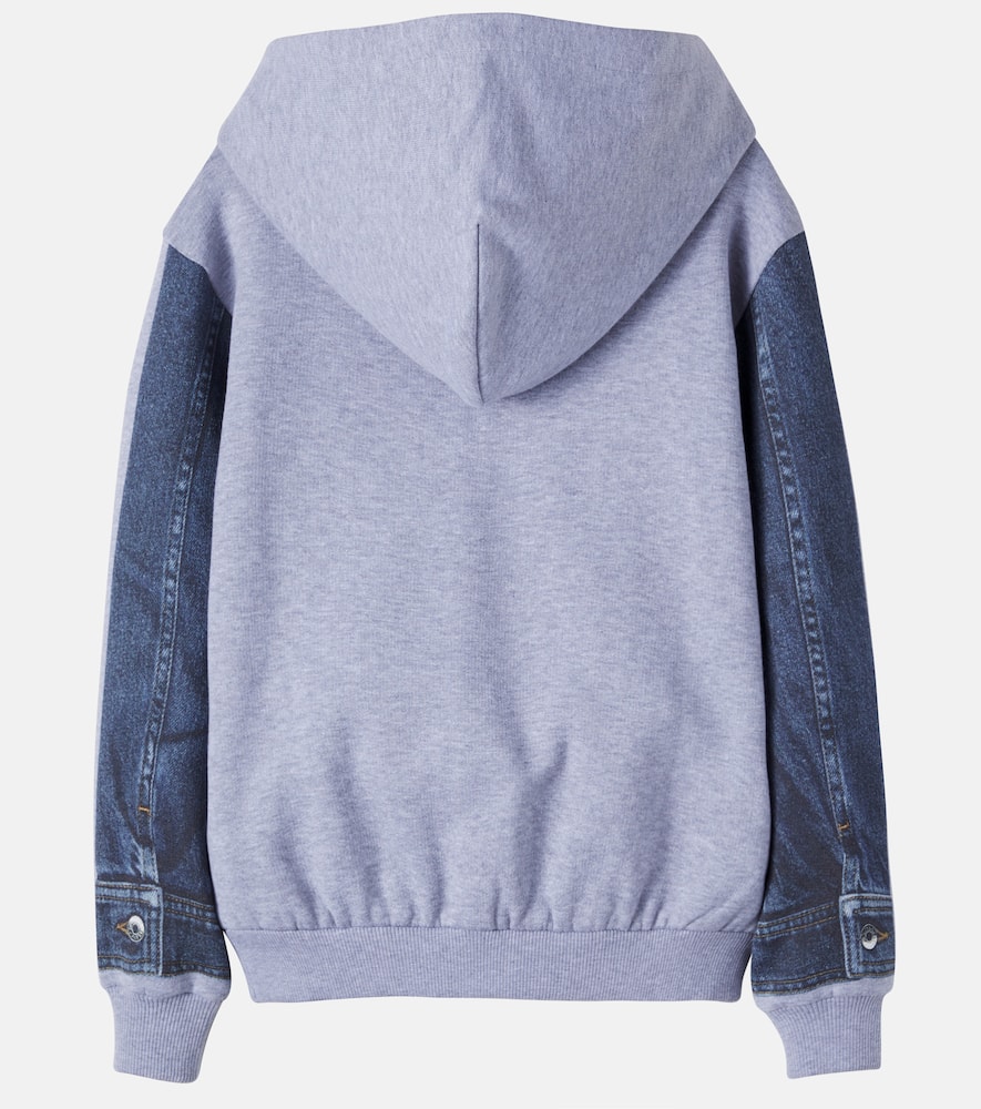 Trompe l'ail cotton fleece hoodie