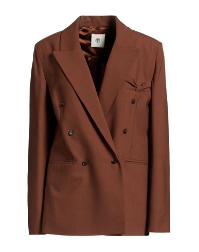 Woman Blazer Brown Size 2 Polyester, Wool, Elastane