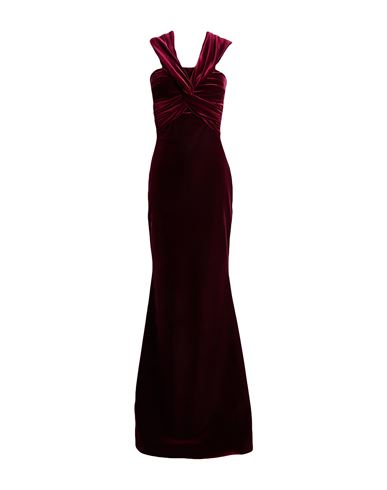 Woman Maxi dress Burgundy Size 2 Polyester, Polyamide, Elastane