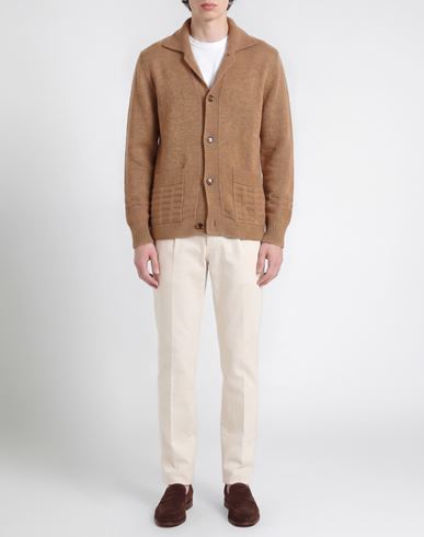 Man Cardigan Light brown Size M Wool, Alpaca wool