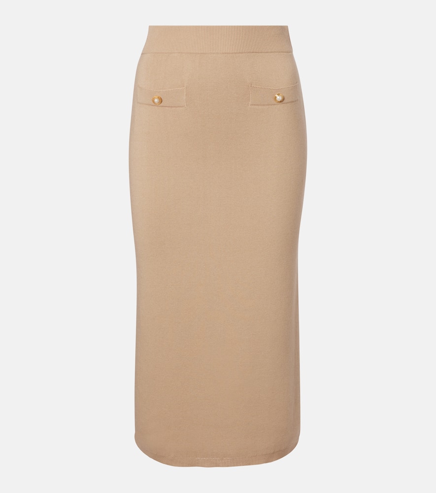 Cotton and cashmere pencil skirt