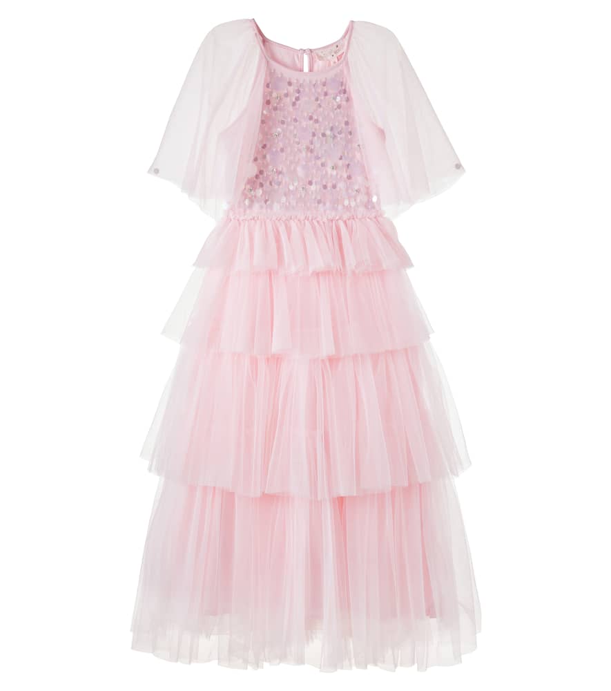 Aurora embellished tiered tulle dress