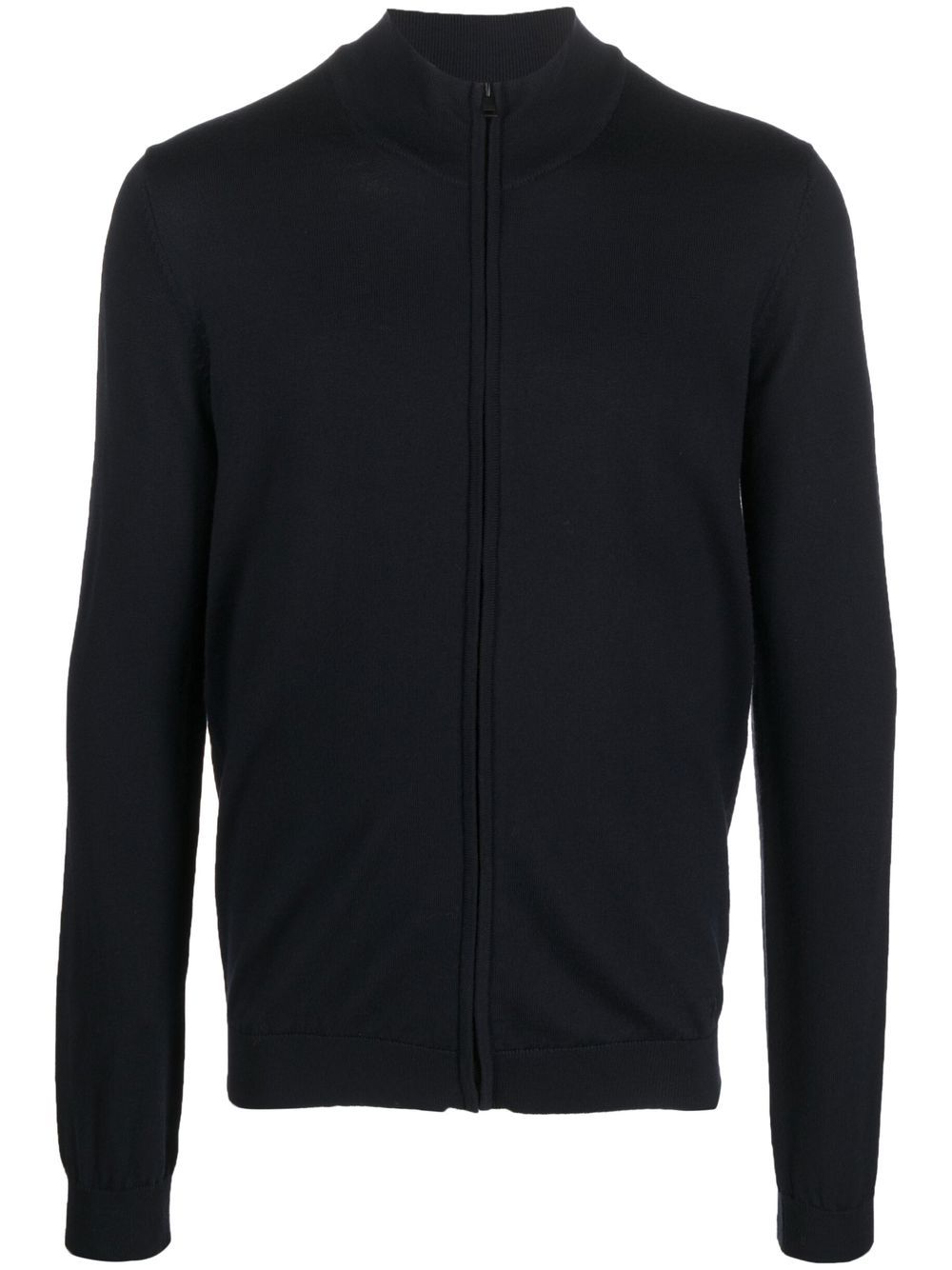 Ribbed-knit zip-up sweater - Blue