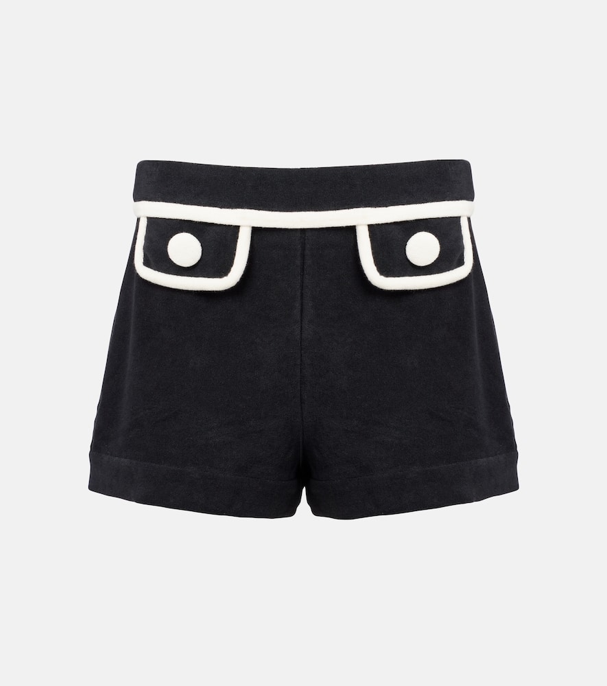 Adriana Degreas High-rise cotton-blend terry shorts