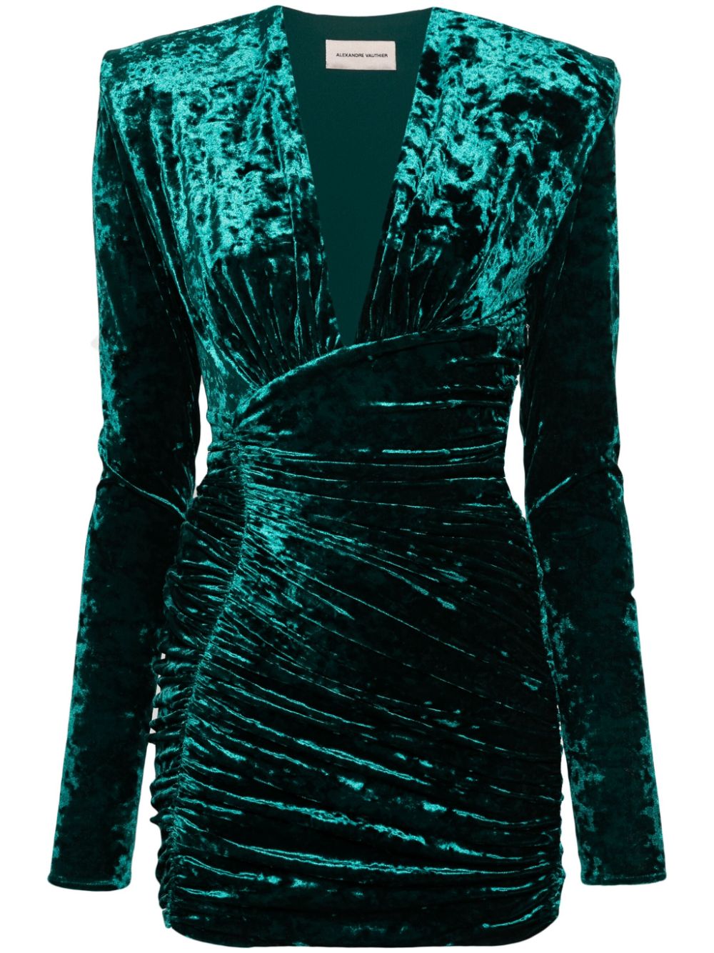 Crushed velvet mini dress - Green