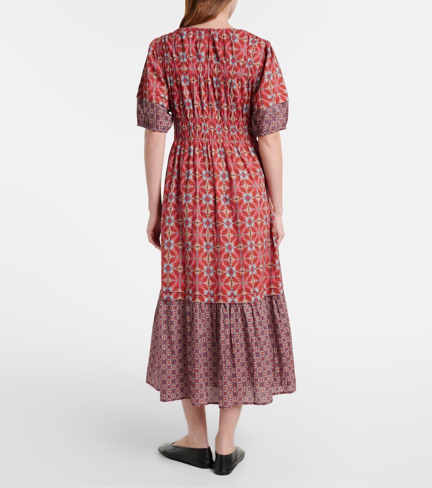 Maela printed cotton midi dress