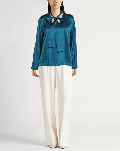 Woman Top Deep teal Size 6 Silk, Elastane