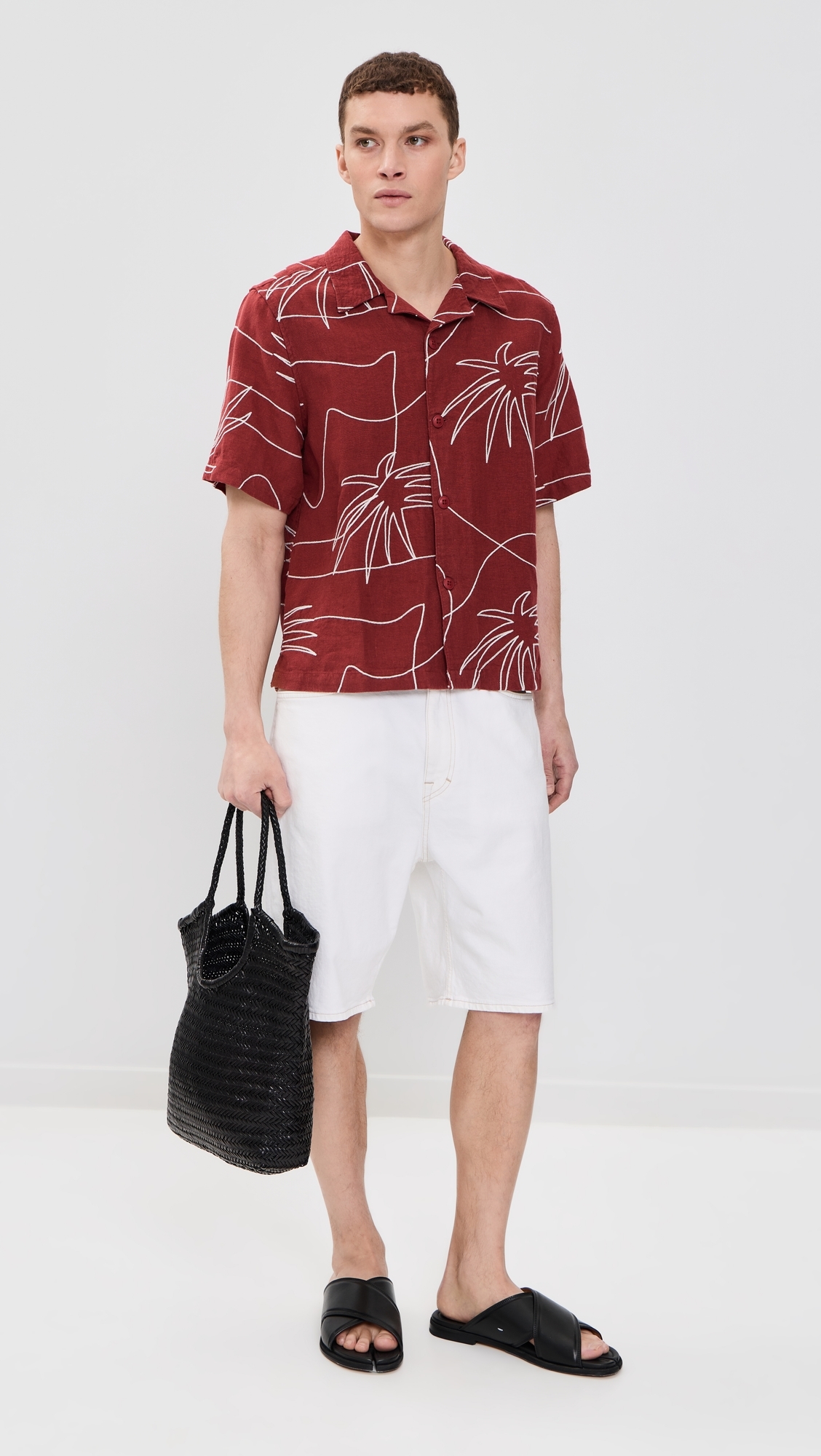 Veloso Embroidered Palm Shirt Red