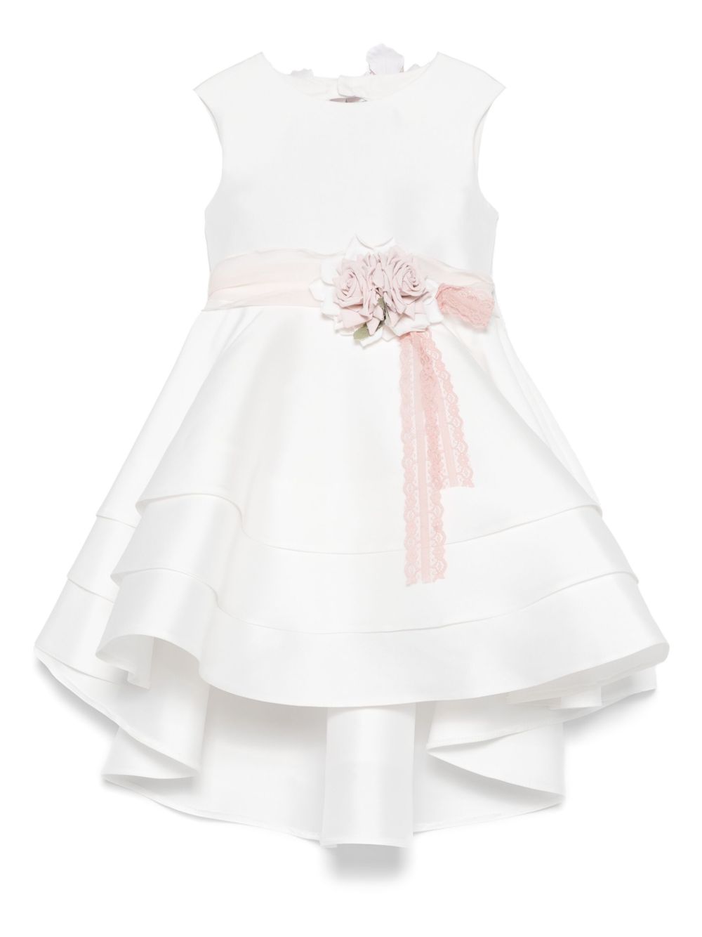 Floral-appliqué dress - White