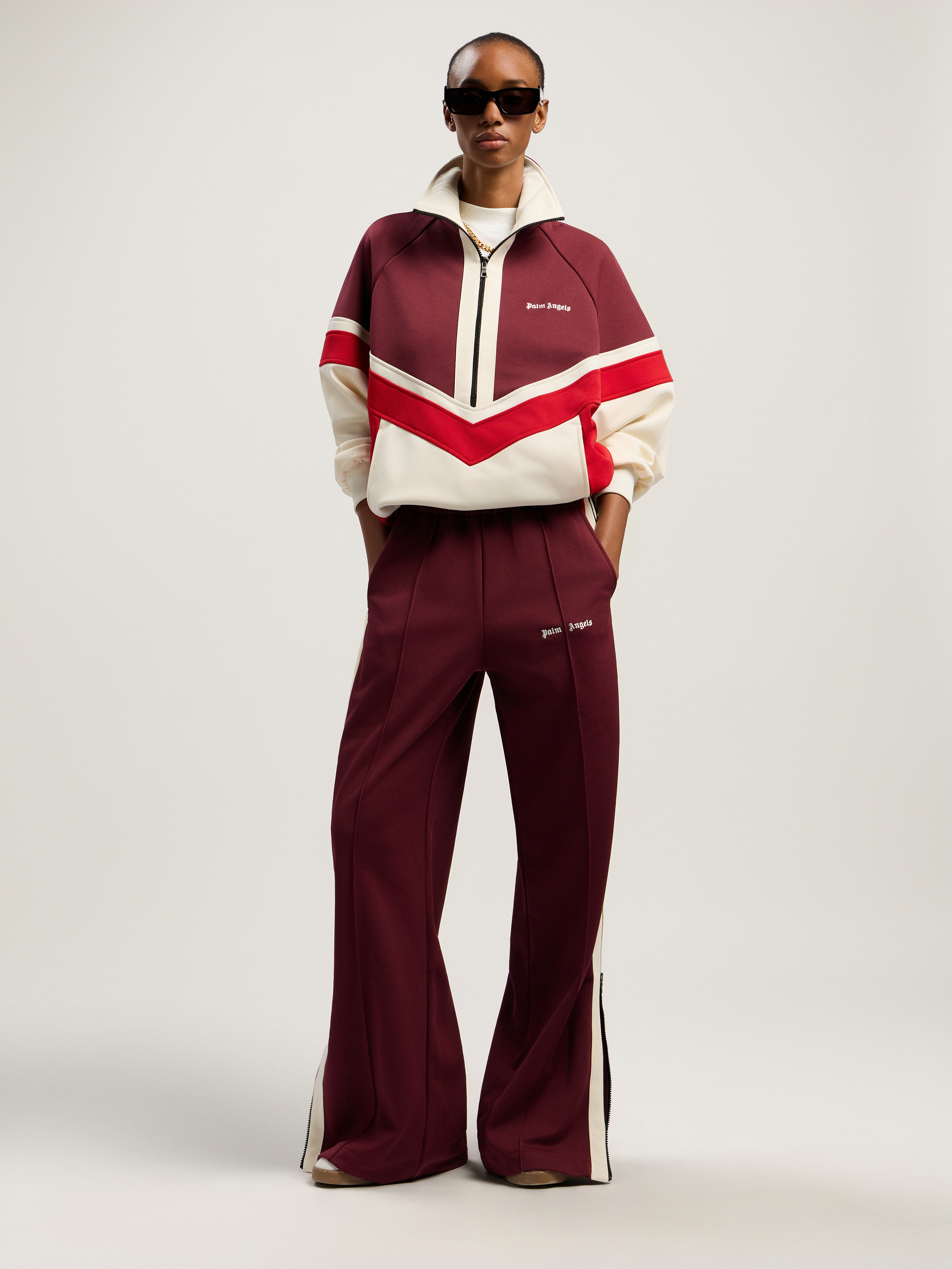 Colorblock Zip Track Pants Woman  Burgundy