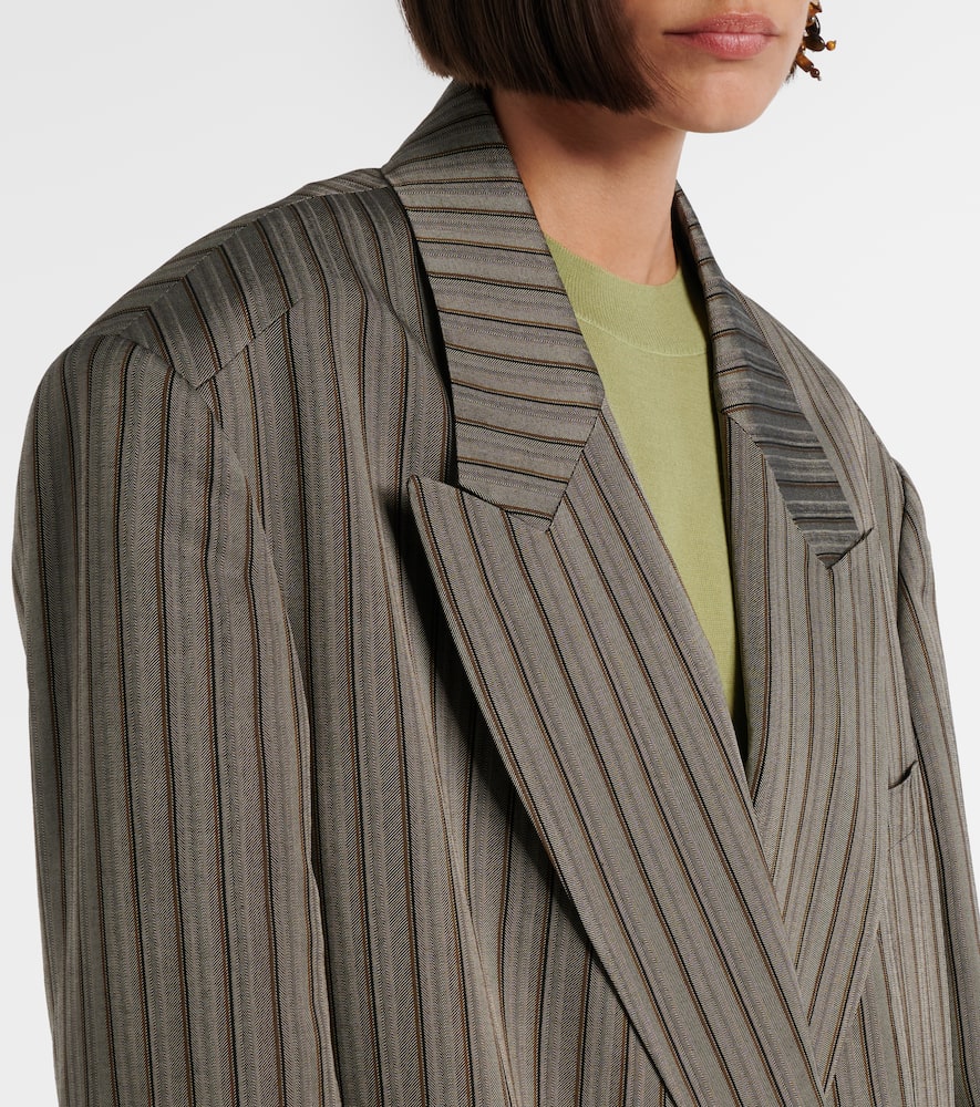 Striped double-breasted oversized blazer