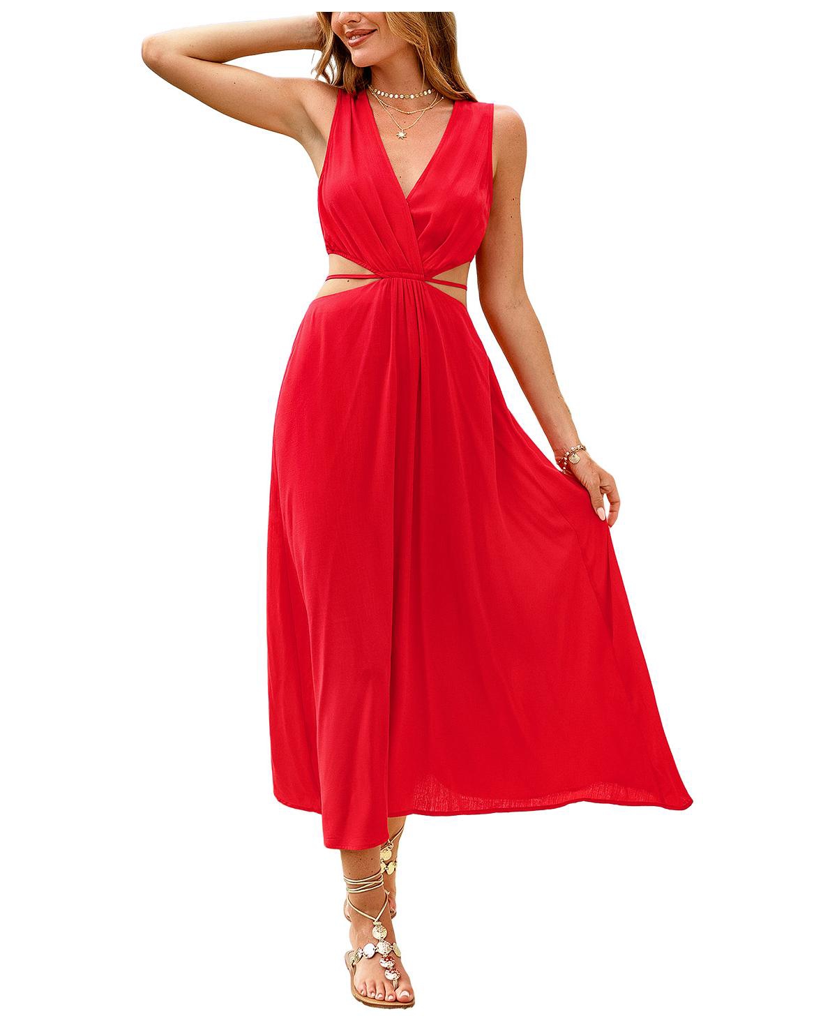 Women's Beachside Reception Maxi Beach Dress - Red